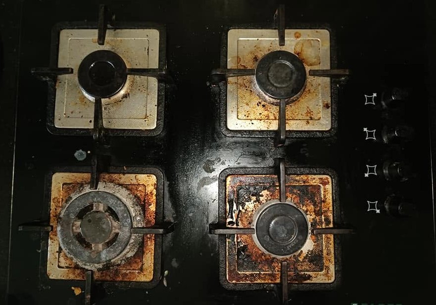 Kitchen degrease — before cleaning